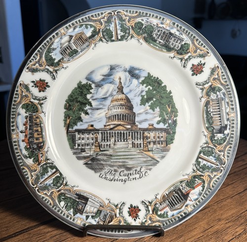 Vintage The Capital Washington DC, USA Wahrzeichen Sammelteller 10,5" - Bild 1 von 2