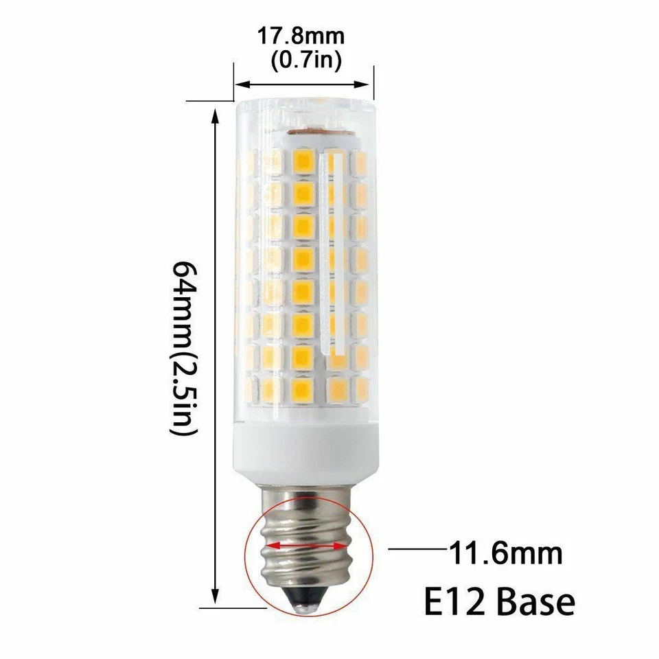 2pcs E12 Candelabra C7 102-2835 LED Ceiling fans Light Lamp Bulb Ceramics 120V - Image 3 of 4