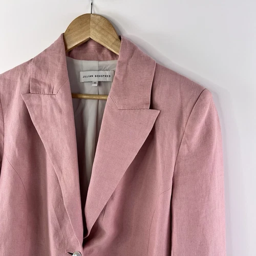 Jillian Boustred Women’s Blazer Linen Pink Size M VGUC Jacket RRP $700+ - Picture 6 of 14