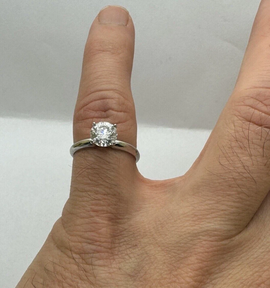 1,2 ct. Anillo de compromiso solitario redondo D Si2 blanco GIA diamante natural Pt 950 Foto 4 de 4