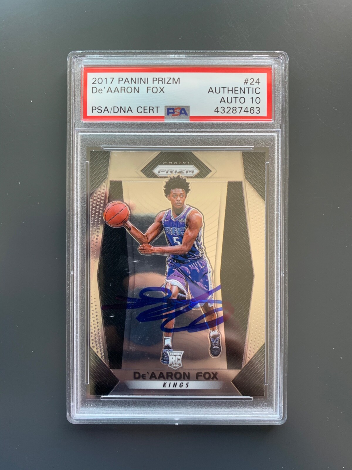 2017 Prizm De'Aaron Fox #24 Rookie RC Auto 10 Sacramento Kings HOT Panini