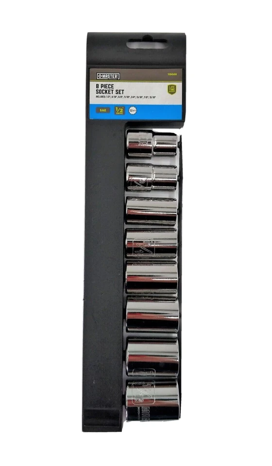8-Piece 1/2" Drive Standard SAE Socket Set 12 PT, 9/16” – 15/16” Master Mechanic - Image 2 of 4