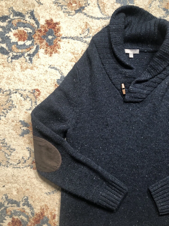 Suéter Grayson & Dunn Para Hombre M Azul Moteado Brigadier Mezcla de Lana Parche en el Codo Foto 3 de 4