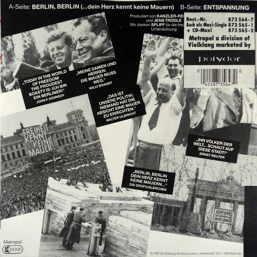 7" JOHN F. & GROPIUSLERCHEN Berlin Die Mauer ist weg 9. November 1989 NEUWERTIG!