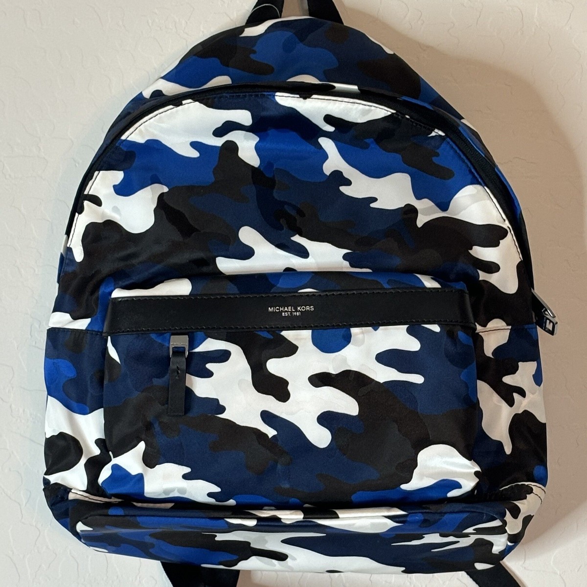 NWT Michael Kors Kent Cobalt White Backpack Army Camouflage Nylon