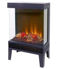 BLACK ELECTRIC STOVE FIRE HEATER 3 SIDED GLASS LOG FUEL BED VERSATILE 2kW