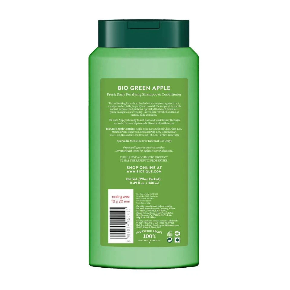 Champú y acondicionador Biotique Green Apple Shine Gloss para todo cabello 340 ml Foto 2 de 4