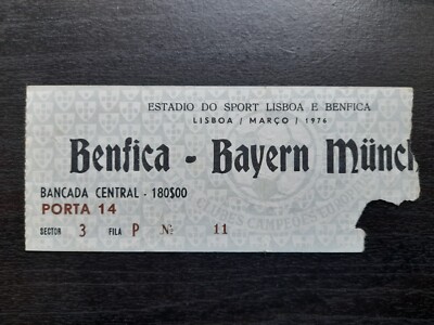 Rare Ticket Benfica v Bayern Munchen Munich 1976 European Cup Eintrittskarte