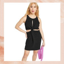 Wild Fable Black Twist Front Cut-Out Sleeveless Mini Bodycon Dress Size Medium