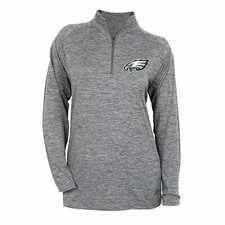 Zubaz NFL Football Women's Phildelphia Eagles Tonal Gray Quarter Zip Sweatshirt