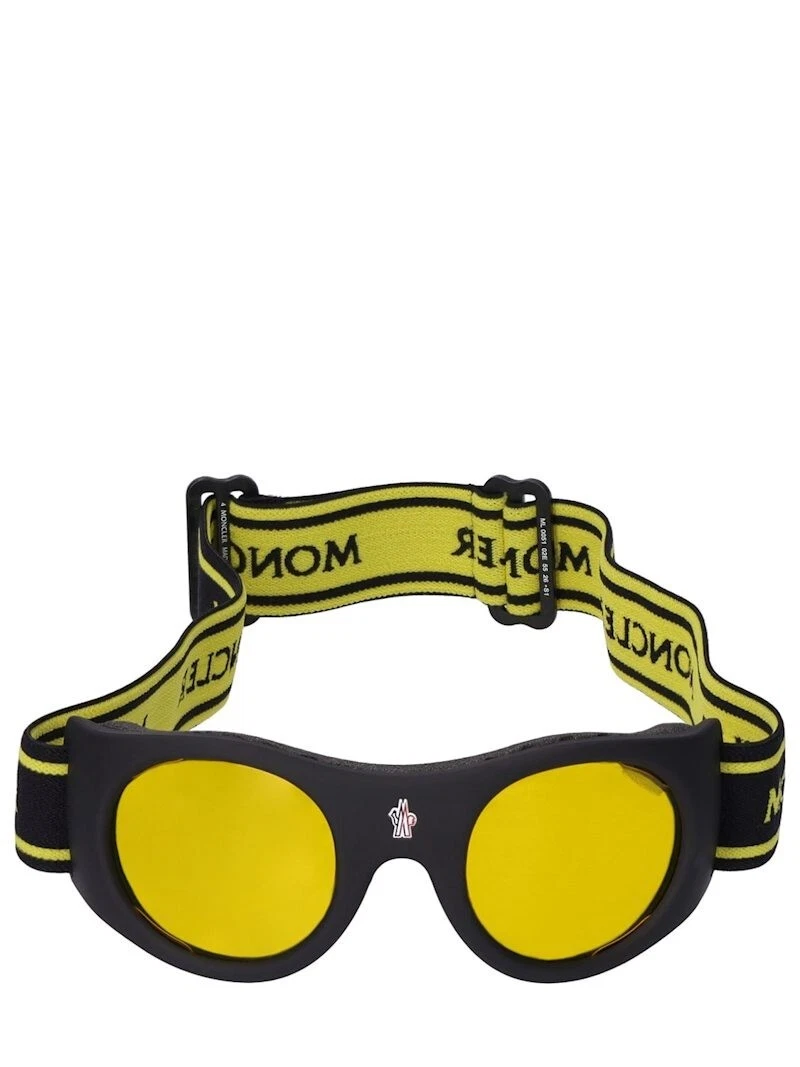 Moncler — Moncler ML0051 02E Black Ski Goggles Branded Round Sport Acetate Frame 55-26
