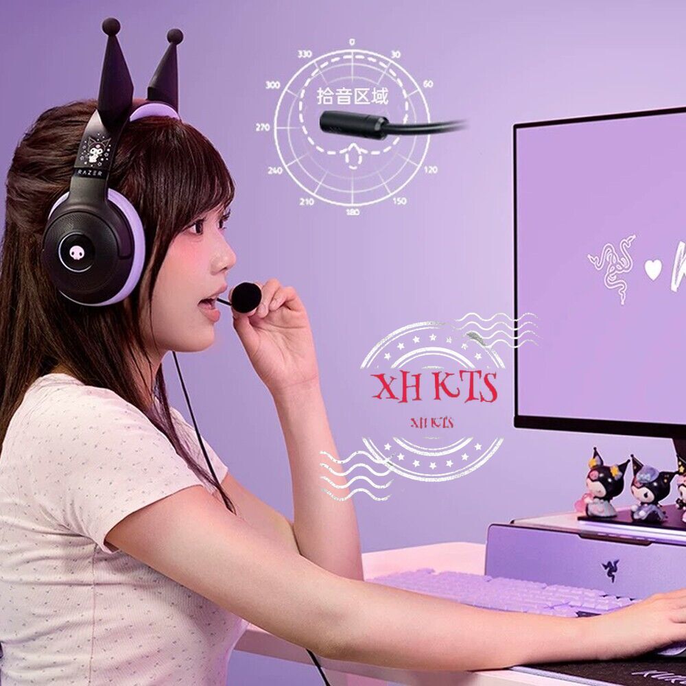 New Razer x Sanrio Kuromi Kraken V3 X Wired Headset Headphone