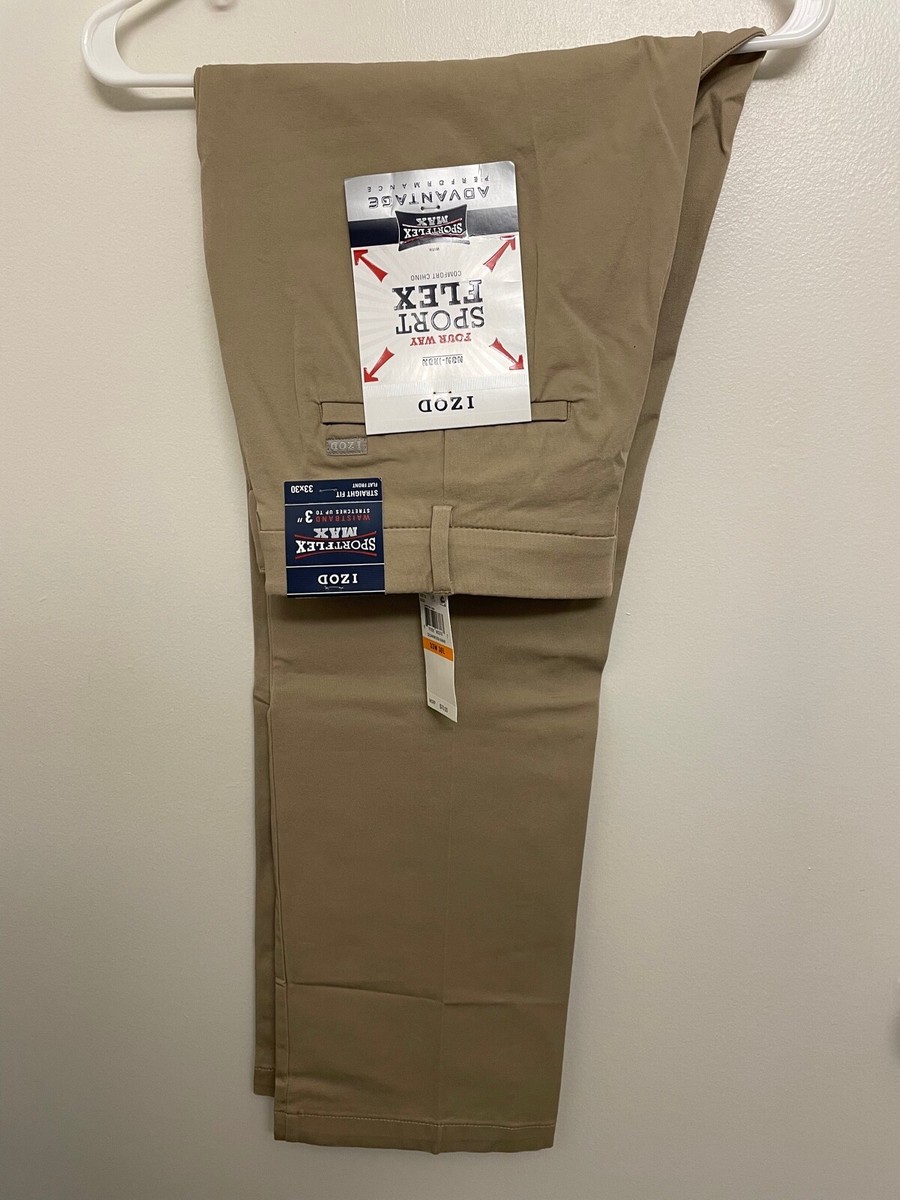 IZOD - STRAIGHT FIT - SPORT FLEX - Men's - CEDARWOOD KHAKI - Size 33 / 30 |  eBay