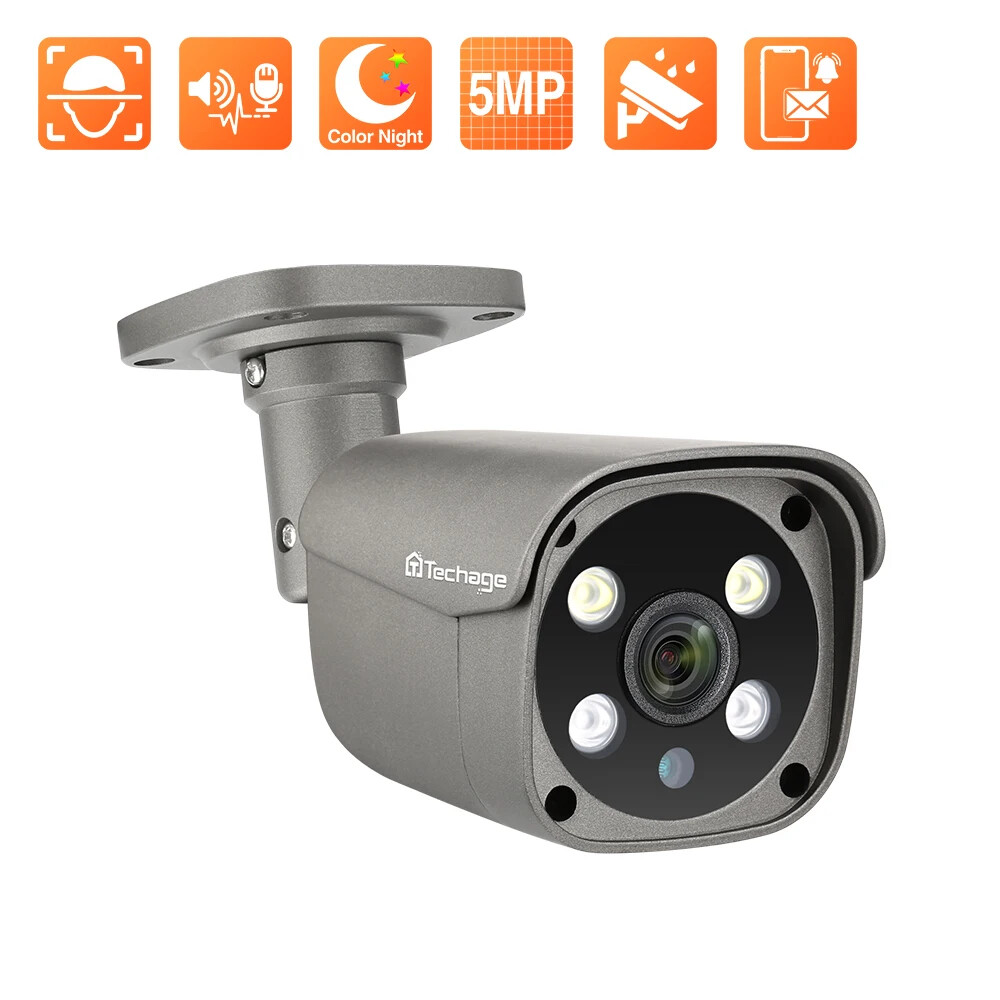 5MP PoE Security Camera Two Way Audio Face Record CCTV Video Surveillance Cam US