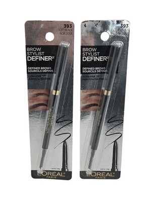 L'Oreal Paris Makeup Brow Definer Waterproof Eyebrow Pencil Soft Black 2 Pack 