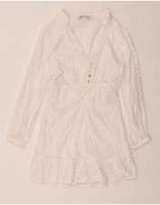 ZARA Womens Long Sleeve A-Line Dress UK 12 Medium White CV02