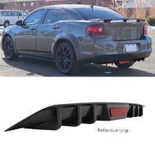 For Dodge Avenger Black Rear Bumper Diffuser Lip Splitter Spoiler Shark Fins