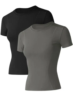 Damen Sport Laufshirt Shortsleeve TShirts Fitness Klassische Bauchfreie Obert... - Bild 1 von 4
