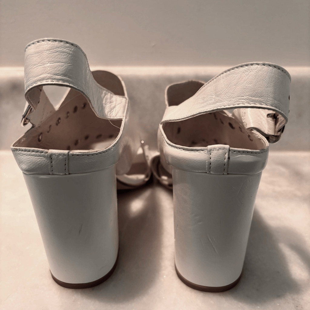 Topshop Nixie Studded Peep Toe Block Heel Sandals White Size 10 View 4
