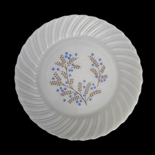 Vitro Mexico Dinner Plates Set of 4 White Blue Floral Swirl Rim