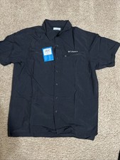 Columbia Mountaindale Shirt Men  s M Black Short Sleeve Outdoor Zip Button Up