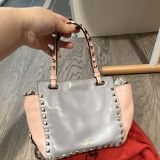 Valentino Rockstud Small Studded Tote Pink/Gr...