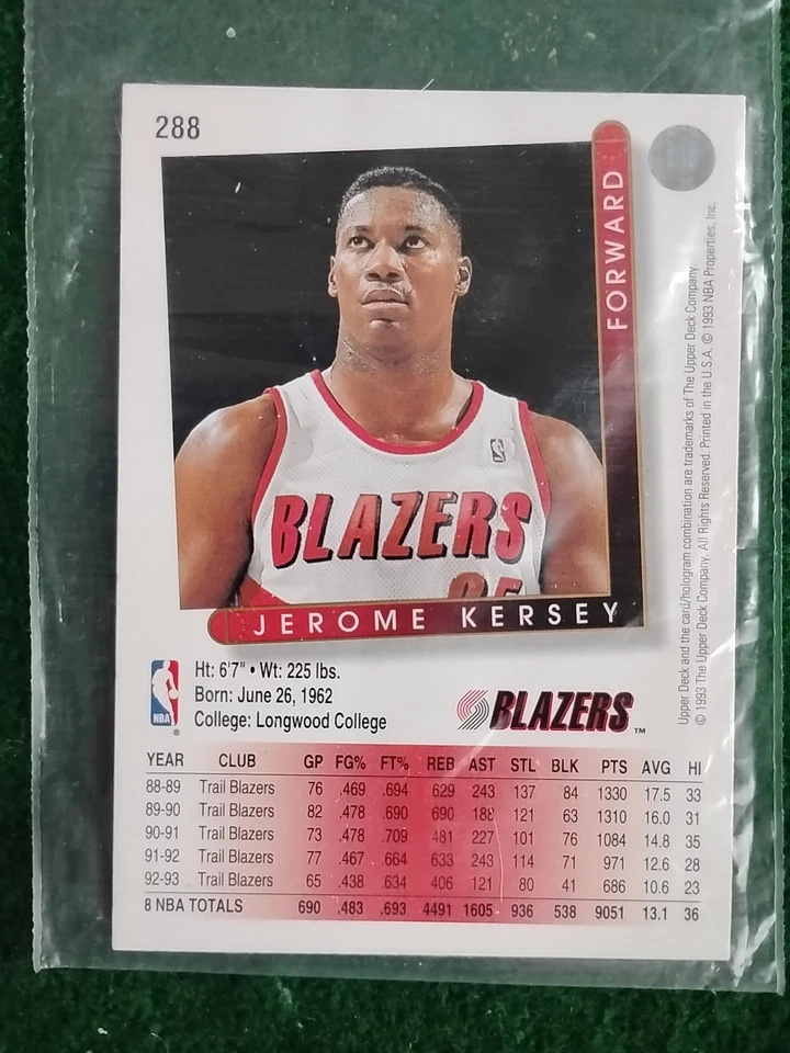 1993-94 Upper Deck - Jerome Kersey #288 - Image 2 of 2