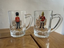 Pair of Vintage Glass Mugs – Buckingham Palace Guardsman & Life Guard