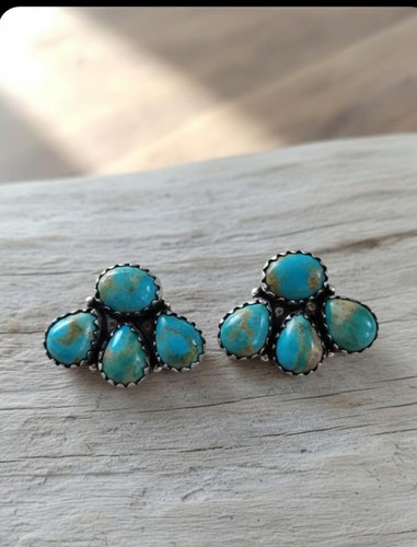 Turquoise Cluster Earrings, Western Bohemian Style | Handmade Boho Southwestern