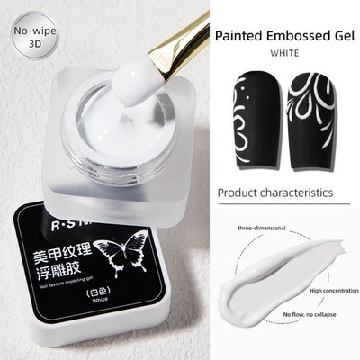 3D Nail Art Embossed Gel 5g Carving & Liner Thick Cream - Black/White