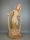 JAPANESE VINTAGE H73.5cm 28.9” KANNON CARVED WOOD BUDDHIST BUDDHA GODDESS STATUE