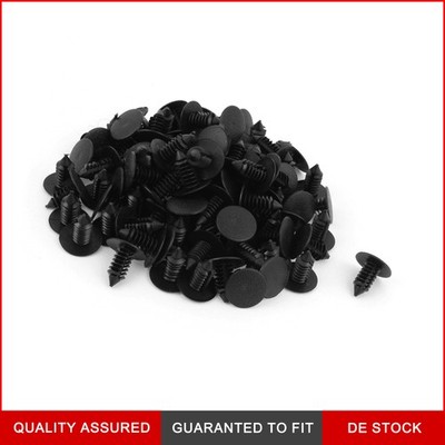 100Stk 8mm Loch Kunststoff Nieten Fastener Push-Clips Schwarz für Auto Fender