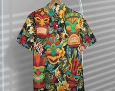 Tiki Head Trendy Hawaiian Shirt, Aloha Hawaii Shirt, Hawaiian Shirt Party Summer