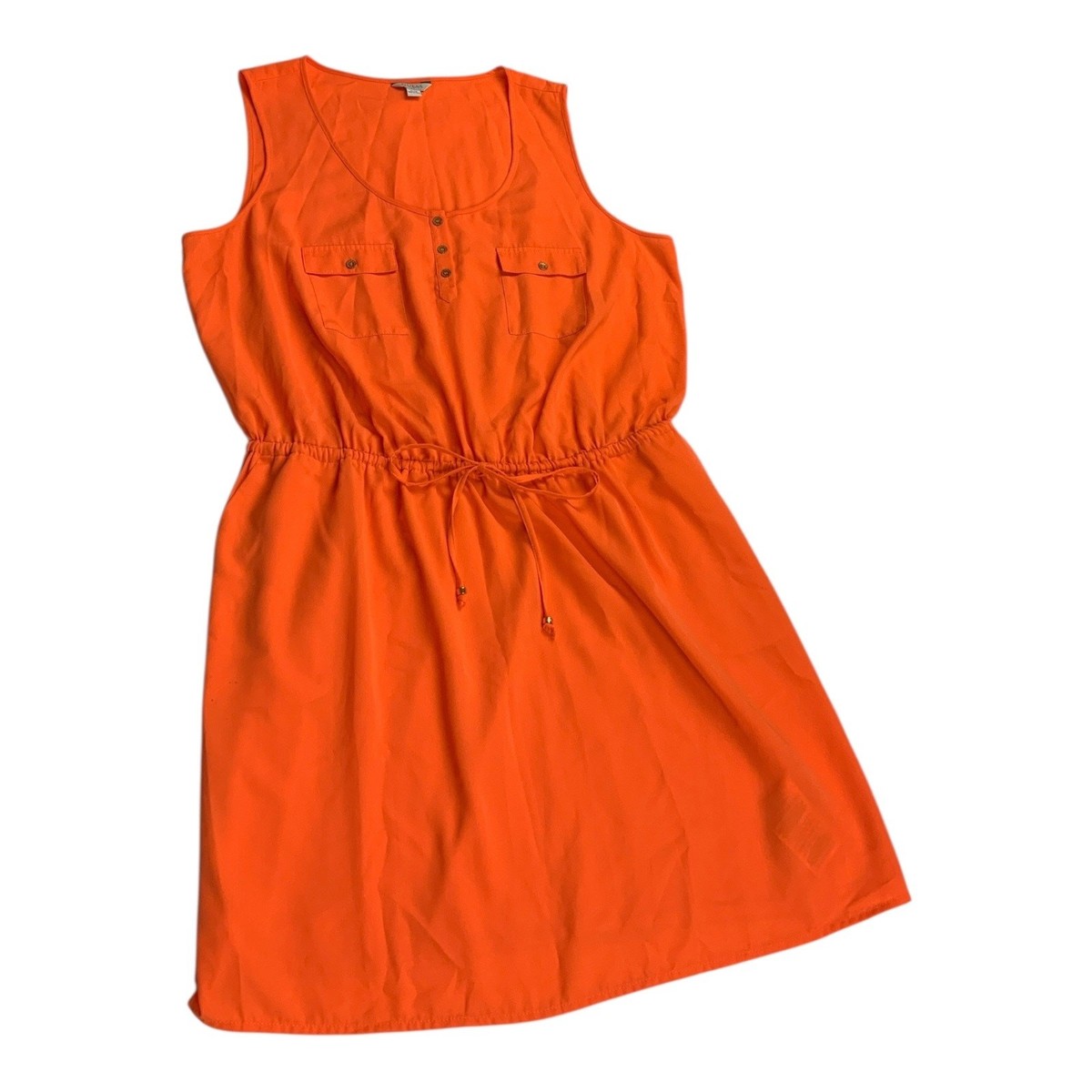 knee length dresses for ladies Women's Fit & Flared Orange Dress – Purvaja main image 1