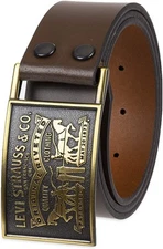 Levi's Genuine Leather Belt -Men's Plaque Bridle Belt With Snap Closure