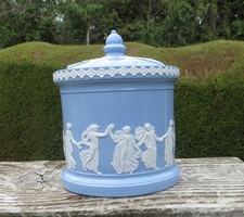Dudson Brothers Blue Stoneware Tobacco Jar Dancing Hours - Glazed Jasperware