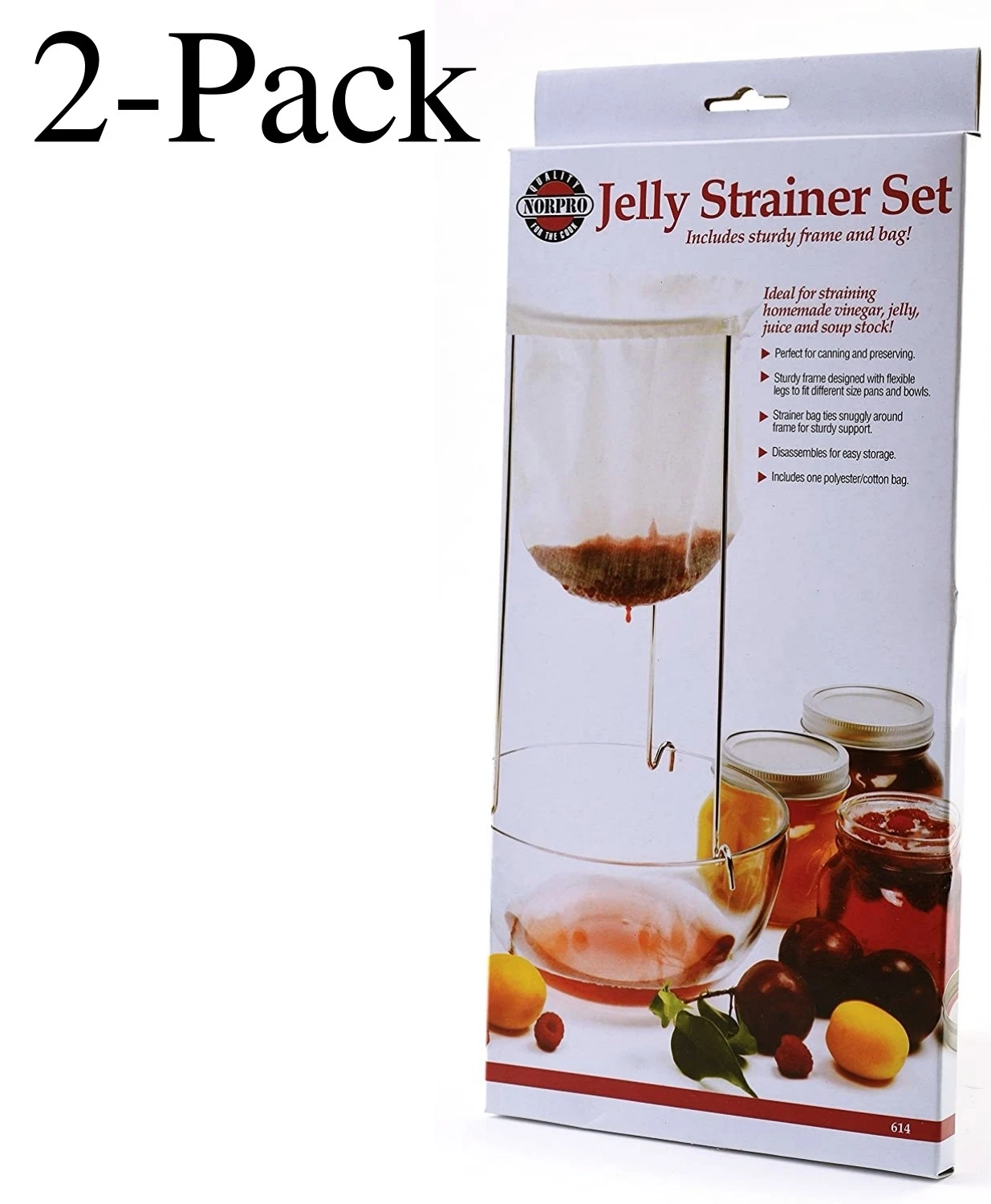 Norpro Jelly Strainer Stand with Cotton/Polyester Bag (2-Pack)