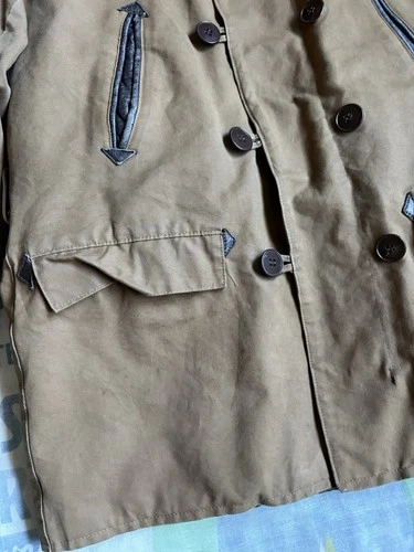 Vintage 60’s French Canadienne Brown Canvas Barnstormer Jacket Medium Shearling image 2
