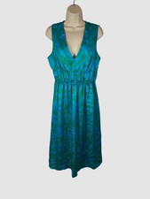 Adrianna Papell Women's Blue Floral-Print Smocked-Waist Midi Dress Size 10