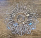 Vintage Federal Glass Crystal Clear Petal 10" Round Serving Bowl Platter Dish