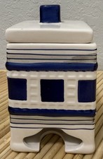 Vtintage Blue White Ceramic Tea Bag Holder
