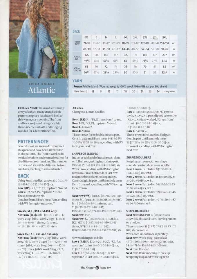 THE KNITTER KNITTING PATTERN - ERIKA KNIGHT - ATLANTIC PATCHWORK EFFECT PONCHO - Image 3 of 3