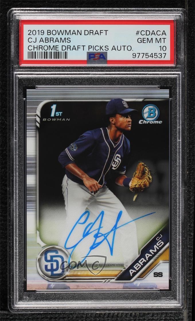 2019 Bowman Draft Chrome Pick CJ Abrams #CDA-CA PSA 10 GEM MT Auto g6p