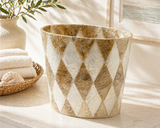 Natural Capiz Shell Harlequin Wastebasket Tra...