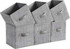 6 Pack Storage Cubes 11 Inch Fabric Bins Closet Organizers Foldable Basket Gray