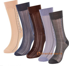 5Pack Men Nylon Dress Formal Silk Ultra Thin Sheer Business Work Mesh Socks 7-11