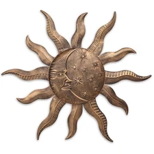 27" Sun Metal Wall Art Outdoor Decor Moon Wall Decoration Metal Wall Sculptur...