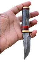Damascus Steel Fixed Blade Knife Camel Bone Handle