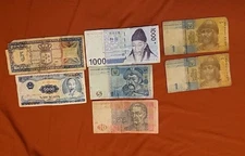 WORLD PAPER MONEY MIXED LOT OF 7 DIFFERENT BANKNOTES CURRENCY FOREIGN CIR & UNC