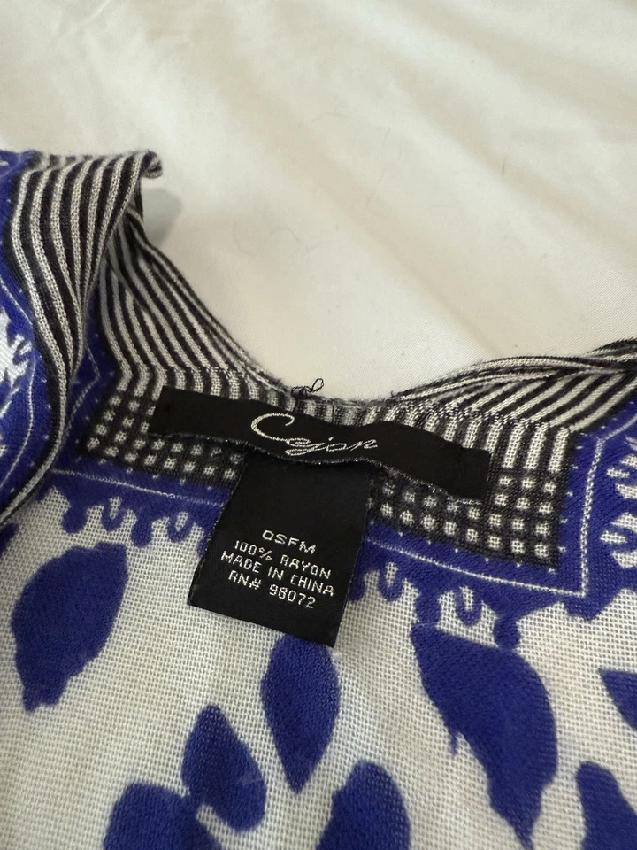 Mantón Cejon Kimo blanco azul talla única para la mayoría de las mujeres 161 Foto 2 de 4